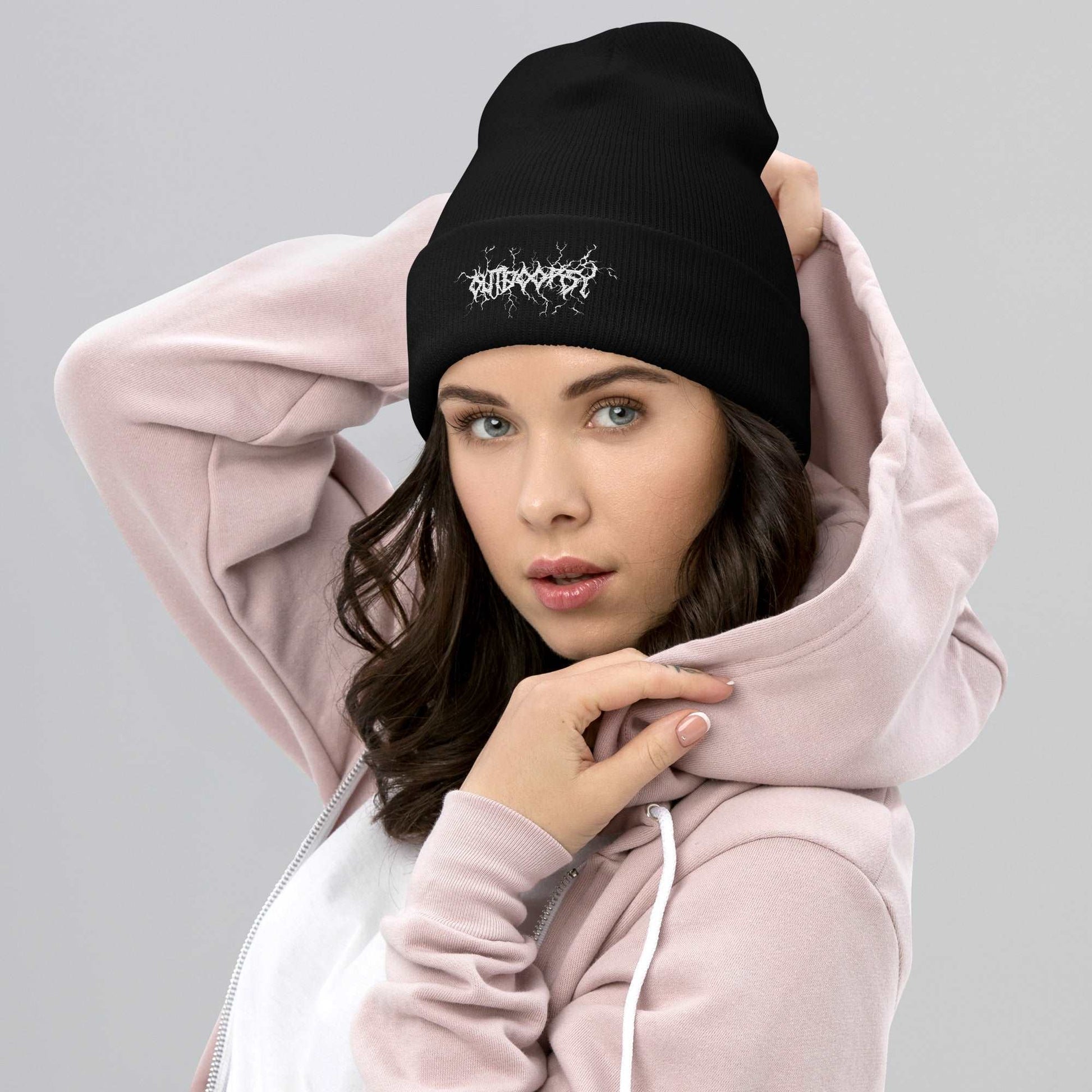 Outdoorsy Metal Logo Cuffed Beanie