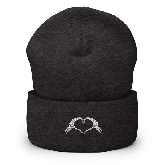 Skeleton Heart Cuffed Beanie